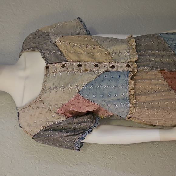 Vtg SACRED THREADS Patchwork Colorblock Embroidered Boho Hippie Pantsuit - Picture 4 of 13